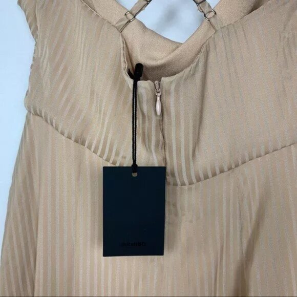 NWT NBD Davis Gown Sleeveless Slit Cowl Neck Maxi Dress Nude Small - Picture 4 of 12